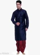 Silk Solid Kurta with Dhoti for Men 