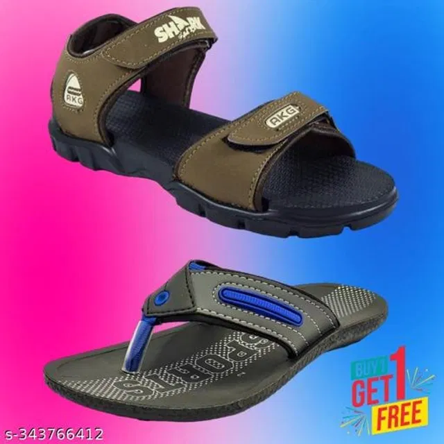 Sandal with Flipflop for Men (Multicolor, 7) (Pack of 2)