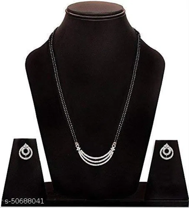Alloy Mangalsutra with Earrings for Women (Multicolor, Set of 1)