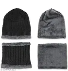 Woolen Beanie Cap with Neck Scarf for Men 