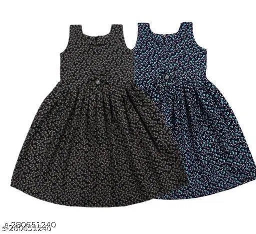 Pack of 2 Frocks for Girls (Black, 5-6 Years)