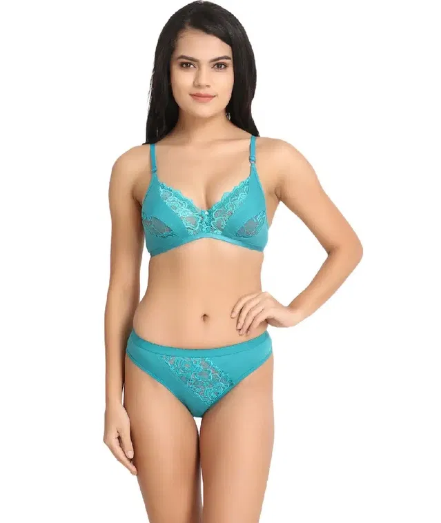 Hosiery Lingerie Set for Women (Light Blue, 36)