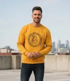 Fleece Printed Hoodie For Men, Yellow 