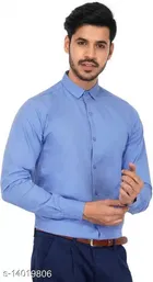 Cotton Blend Solid Full Sleeves Shirt for Men 