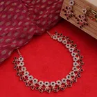 Designer Choker Necklace with Earrings for Women & Girls (Maroon, Set of 1)