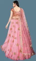 Net Embroidred Semi Stiched Lehenga Choli for Women 