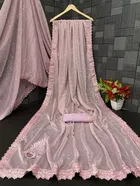 Lycra Blend Solid Saree for Women, Pink 