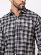 Cotton Blend Checkered Shirt for Men, Black 