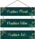 Positive Quotes Wooden Wall Hanging Decorative Item For Home (Wh_5310N) (14 Inch X 12 Inch, Dark Green)