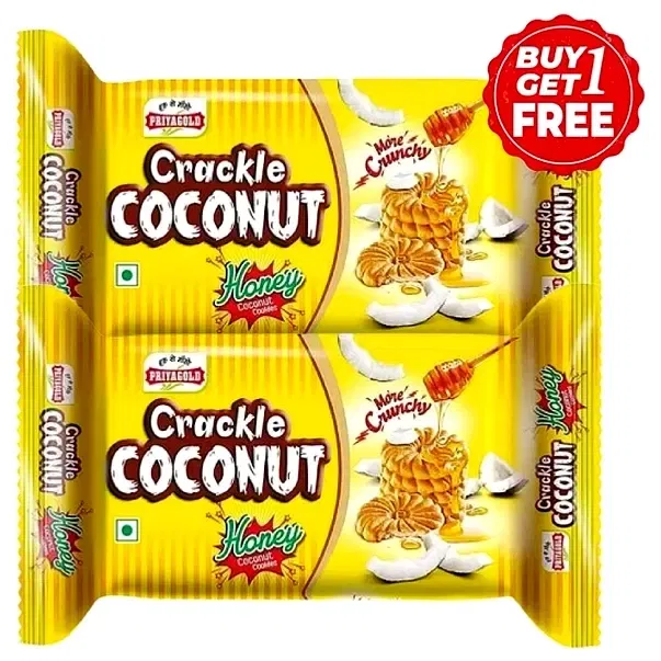 प्रियागोल्ड क्रैकले कोकोनट 2X300 g (1 के साथ 1 फ्री)