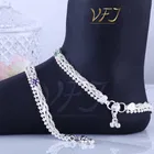 Brass Rhodium Plated Anklet Set 