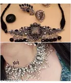 Black Pearl AD Jewellery Set Combo with Lord Ganesha Jewellery Set