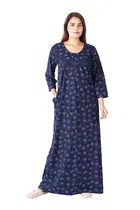 Womens Block Printed Full Length Night Dress/Night Gown 