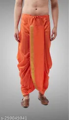 Cotton Silk Solid Dhoti for Boys (Free Size, Orange)