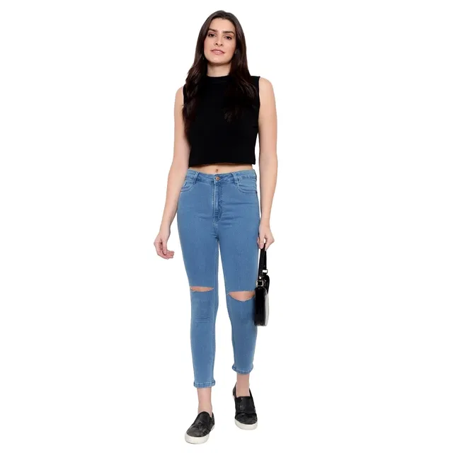 Denim Straight Fit Jeans For Women, Blue (30)