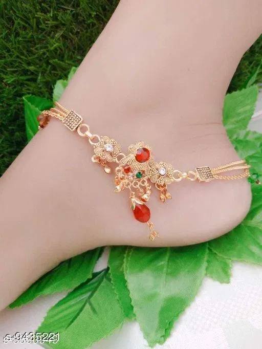 Anklet Gold Free Size Anklets & Toe Rings for Women