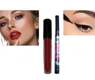 Matte Liquid Gloss with Long Lasting Waterproof Eyeliner (Red & Black, Pack of 2)