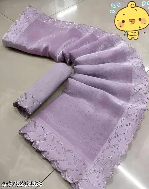 Jimmy Choo Embroidered Saree For Women, Purple