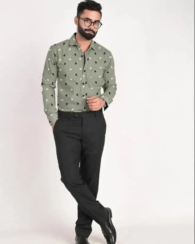 Full Sleeves Shirt for Men (Olive, L)