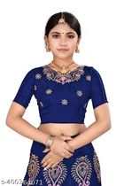 Satin Embroidered Lehenga with Choli & Dupatta for Girls 