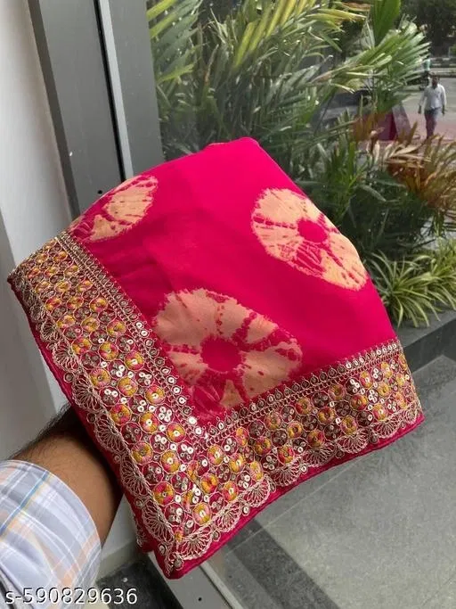 Elegant Saree for Women (Pink, Free Size)