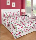 Polycotton Printed Double Bedsheet with Two Pillow Covers 
