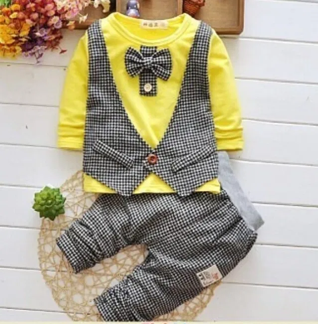 Hosiery Clothing Set for Kids (Yellow, 9-12 Months)