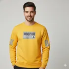 Fleece Printed Sweatshirt for Men, Yellow 