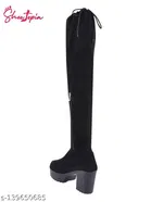 Shoetopia Solid Suede Boots Black 