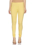 Rupa Cotton Lycra  CHURIDAR LEGGINGS for women, Lemon Yellow, Free Size