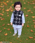Solid Cotton Kurta Set for Boys 