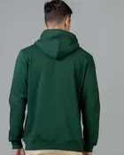 Fleece Printed Hoodie for Men, Dark Green 