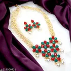 Primium Quality Kundan Necklace Set for Women, Red