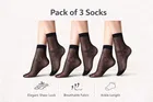 Sheer Ankle Length Nylon Socks ,Multicolor, Set of 3