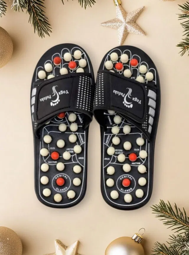 Acupressure Padukas for Men & Women (Black, 5)