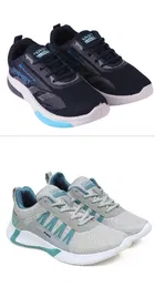 Sports Shoes for Men, Pack of 2, Grey & Black 