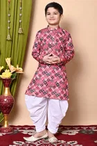 Cotton Blend Printed Kurta with Dhoti for Boys, Multicolor 