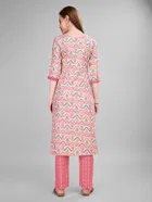 Cotton Blend Printed Kurta with Pant for Women 