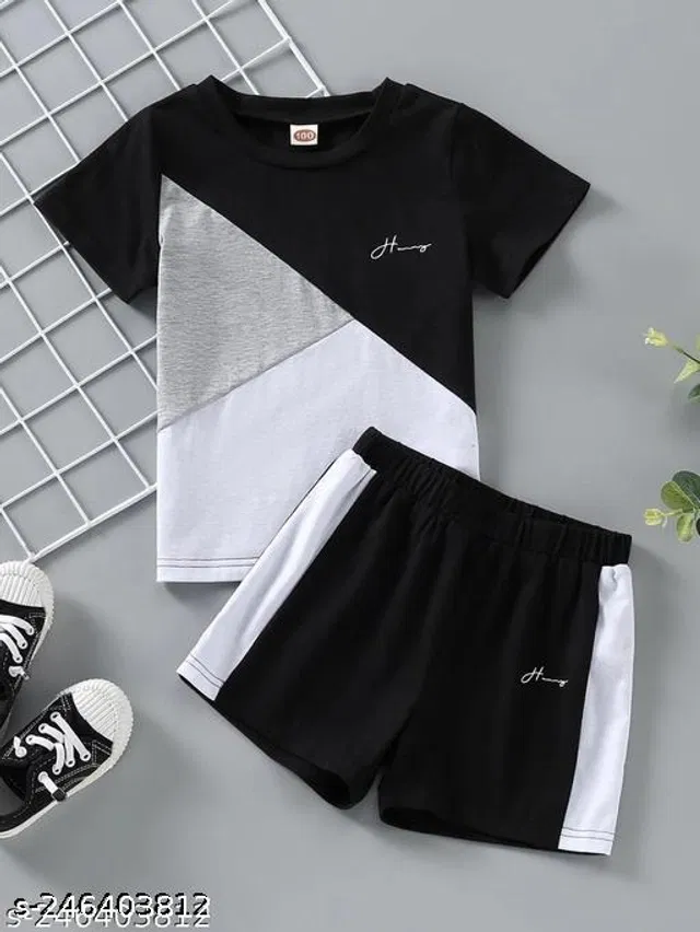 Cotton Blend Clothing Set for Boys (Multicolor, 7-8 Years)