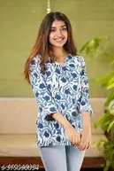 Attractive Cotton Hand Block Printed Short Kurti Kurta Shirt Top for Women (XXL)