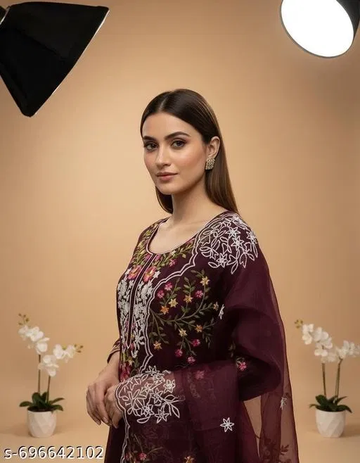Jaipuri Style Kurti for Women (Purple, Un Stitched)
