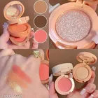 3 in 1 Mini Face Blusher+Highlihger with Compact Palette, Multicolor