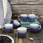 6 Pcs Ceramic Tea & Coffee Cup Set - Dual Tone Royal Blue