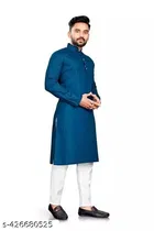 Solid Show Button Mandarin Neck Kurta for Men 