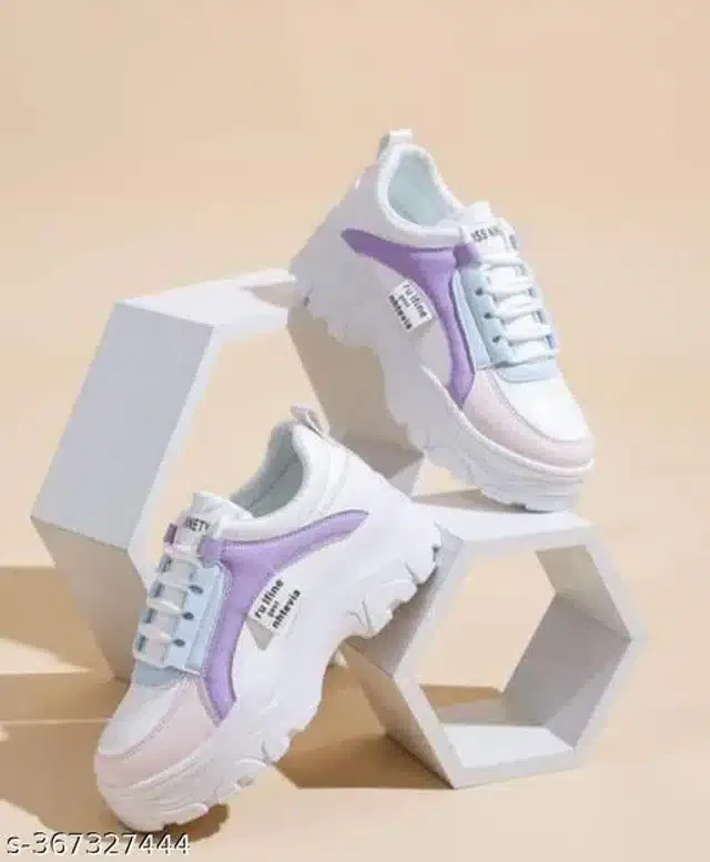 Casual Shoes for Women (White & Purple, 5)