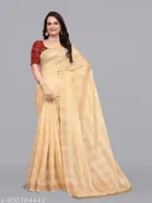 Linen Zari Woven Saree for Women 