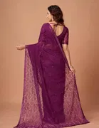 Net Solid Saree for Women 