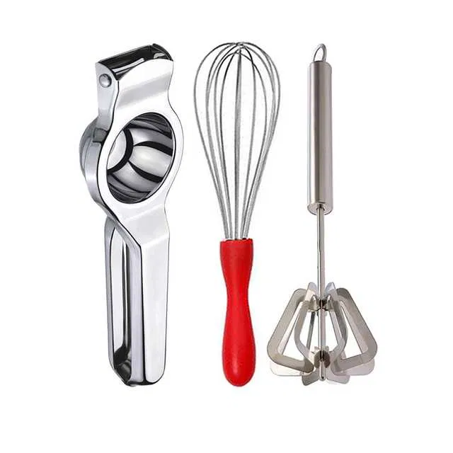 Oc9 Stainless Steel Lemon Squeezer & Egg Whisk & Hand Blender Kitchen Tool Set (O-64)