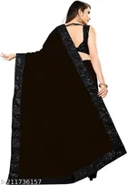 Vichitra Silk Embellished Saree For Women, Black