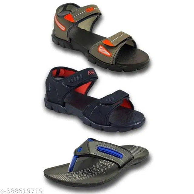 Sandals with Flipflop for Men (Multicolor, 9) (Pack of 3)